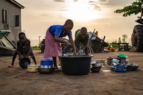 Woman washing clothes